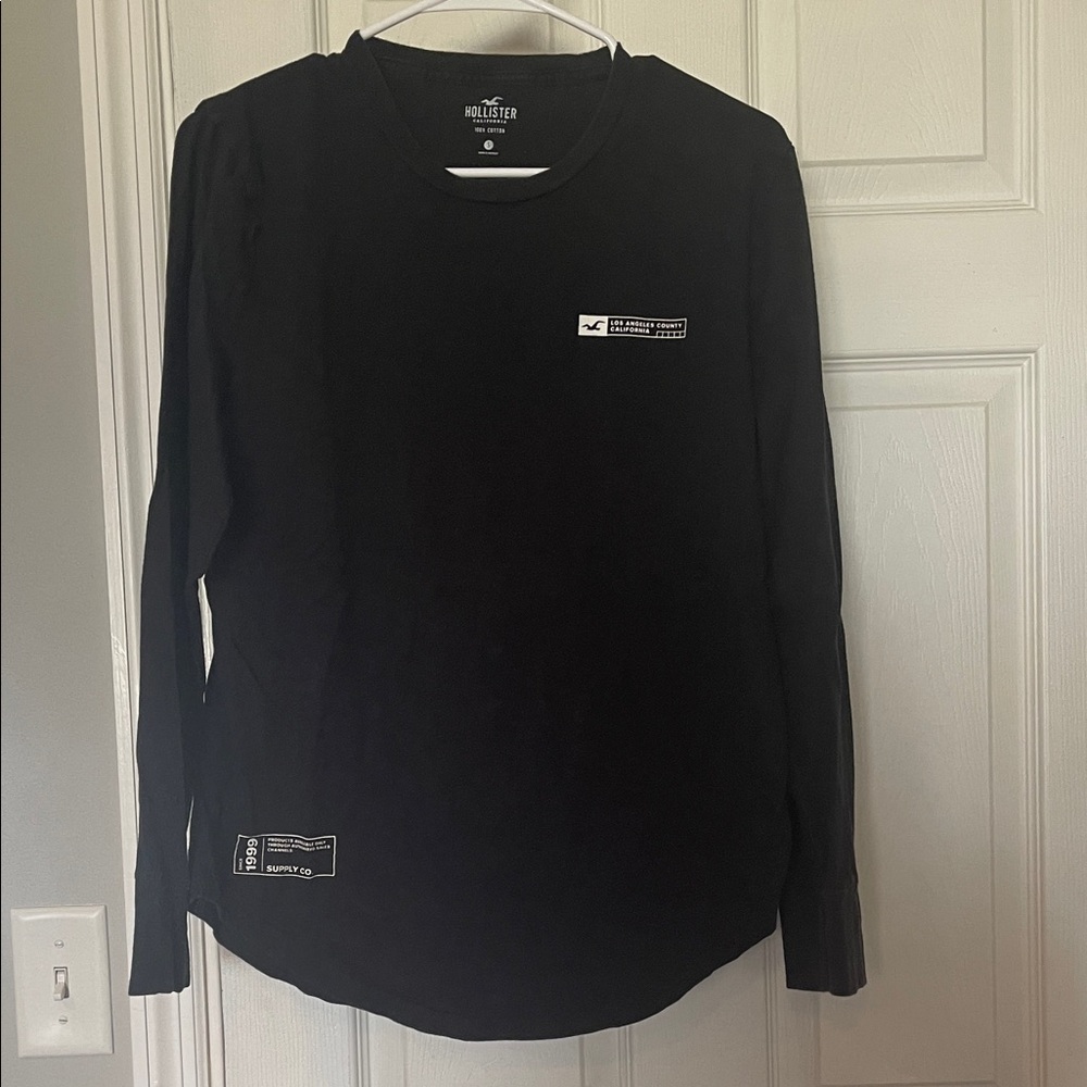 Hollister Jet Black Crew Neck Long Sleeve Top